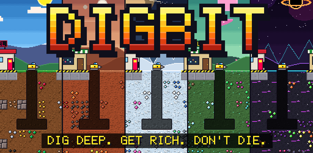 DIGBIT: dig deep, get rich, don't die. Five drill pods on five different planets.